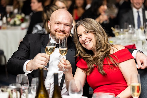 Couple toasting with champagne flutes